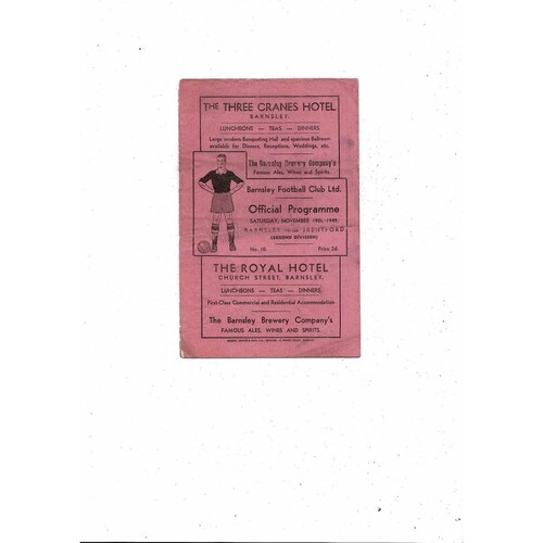 1949/50 Barnsley v Brentford Football Programme