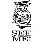 See Me! Owl Rubber Stamp