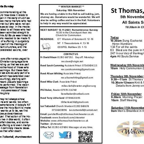 Pew Sheet | The Parish of St Thomas, Exeter