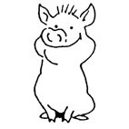 Sitting Pig Rubber Stamp