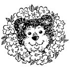 Teddy with Flowers Rubber Stamp