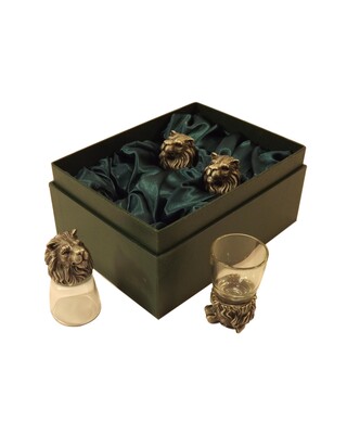 Animal Head Shot Glasses sets of 4 in gift box (Lion)