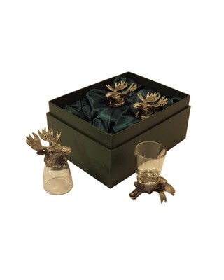 Animal Head Shot Glasses sets of 4 in gift box (Moose)