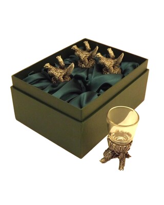 Animal Head Shot Glasses sets of 4 in gift box (Ruffed Grouse)