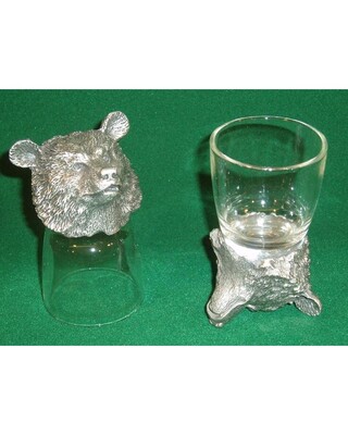 Animal Head Shot Glasses sets of 2 in gift box (Bear)