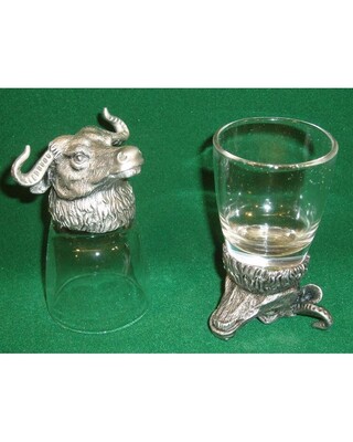 Animal Head Shot Glasses sets of 2 in gift box (Cape Buffalo)