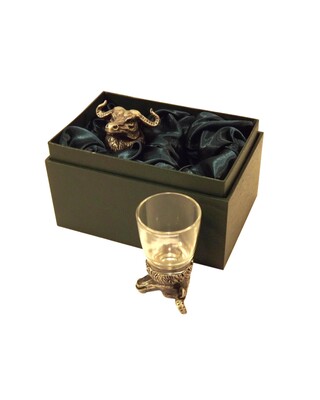 Animal Head Shot Glasses sets of 2 in gift box (Cape Buffalo)