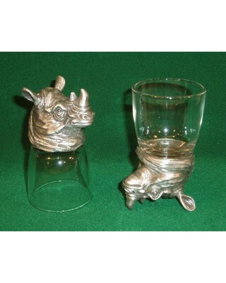 Animal Head Shot Glasses sets of 2 in gift box (Rhinoceros)