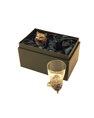 Animal Head Shot Glasses sets of 2 in gift box (Wolf)