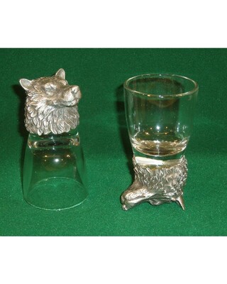 Animal Head Shot Glasses sets of 2 in gift box (Wolf)