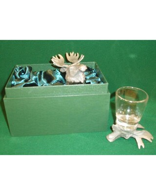 Animal Head Shot Glasses sets of 2 in gift box (Moose)
