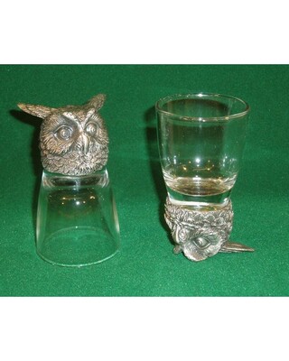 Animal Head Shot Glasses sets of 2 in gift box (Owl)