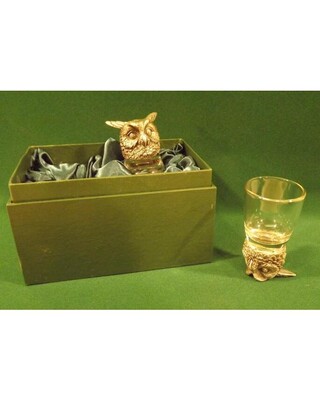 Animal Head Shot Glasses sets of 2 in gift box (Owl)