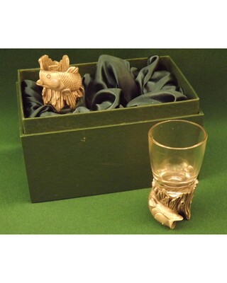 Animal Head Shot Glasses sets of 2 in gift box (Lrg. Mouth Bass)