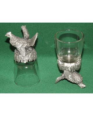Animal Head Shot Glasses sets of 2 in gift box (Ruffed Grouse)