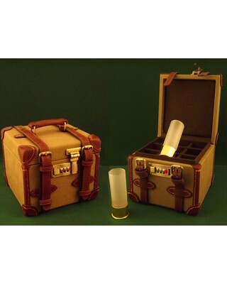 24K plated with frosted glass position finder shot glasses in gun case carrying box