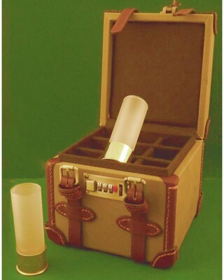 24K plated with frosted glass position finder shot glasses in gun case carrying box