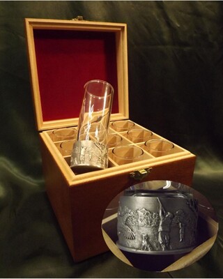 Embossed Antiqued Pheasant numbered shot glasses