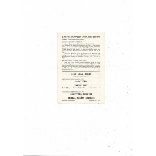 Brentford v Strum Graz Friendly Football Programme 1955/56