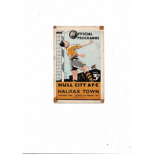 1948/49 Hull City v Halifax Town Football Programme