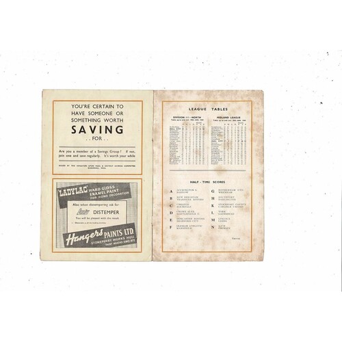 1948/49 Hull City v Halifax Town Football Programme