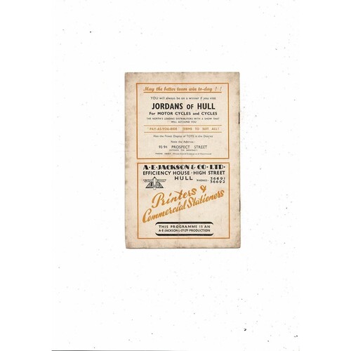 1948/49 Hull City v Halifax Town Football Programme