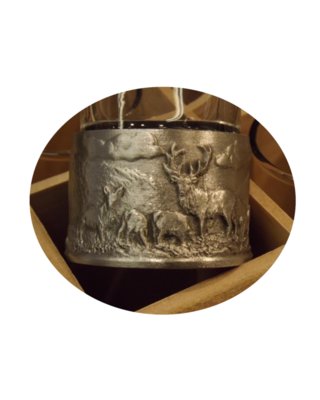 Embossed Antiqued Deer Stalking numbered shot glasses