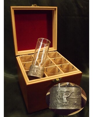 Embossed Antiqued Wildfowling numbered shot glasses