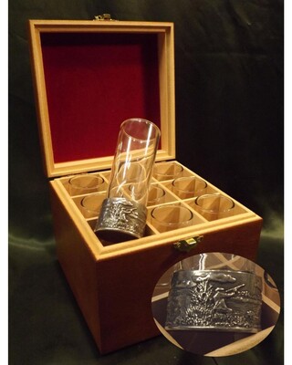 Embossed Polished Wildfowling numbered shot glasses