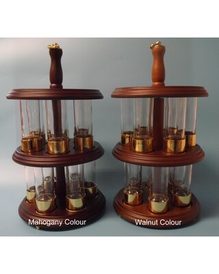 Anodized gold aluminium shot glasses x 12 numbered as peg markers