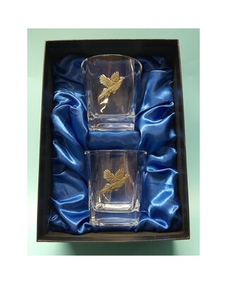 Whisky glasses with pheasant embellishment