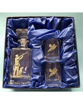 Decanter & Whisky glass set with shooter and Pheasant embellishments