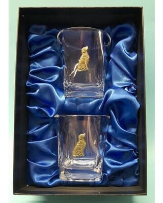 Whisky glasses with sitting lab embellishment