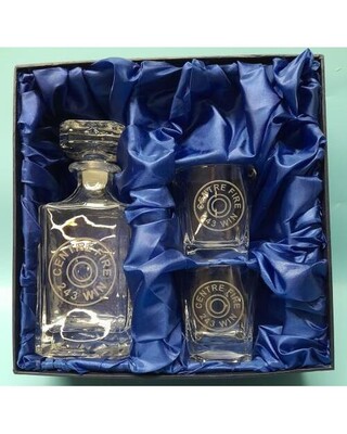 Decanter & square Whisky glass set with 243 Win engravings