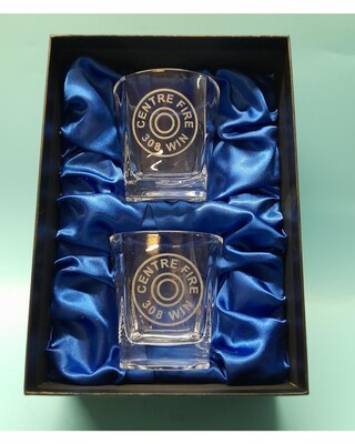 Whisky glasses with 308 gauge engraving