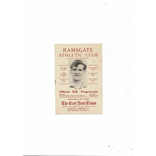 1962/63 Ramsgate v Ashford (Kent) Southern League Football Programme