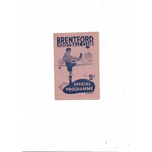 1947/48 Brentford v Birmingham City Football Programme