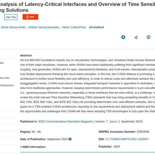 New publication on ORAN based latency-critical architecture analysis!