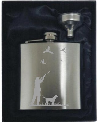 Brushed finish 6 oz with shooting scene