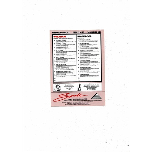 Wrexham v Blackpool Leyland Daf Football Programme