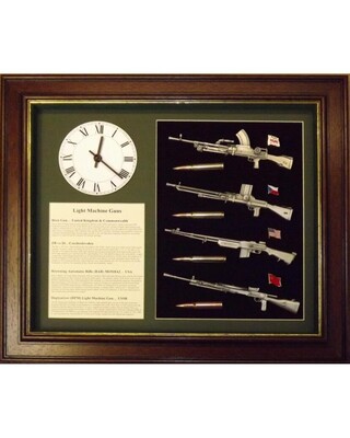 Wall display of miniature military Light Machine Guns