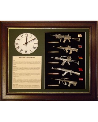 Wall display of miniature military Modern Assault Rifles