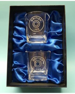 Whisky glasses with 303 British engraving