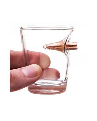 Shot/ Tot Glass with 7.62/ 308 calibre head embedded into the side