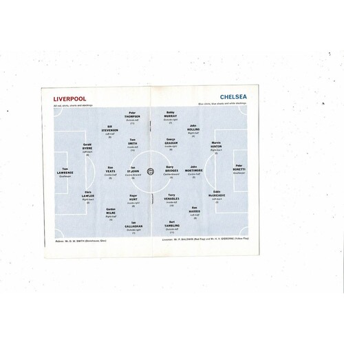 1965 Liverpool v Chelsea FA Cup Semi Final Football Programme