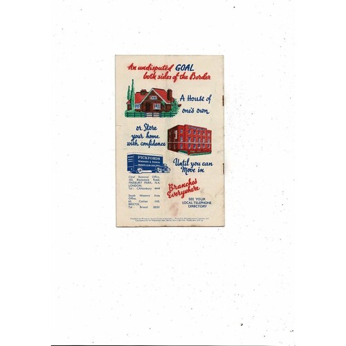 1952 England v Wales Football Programme