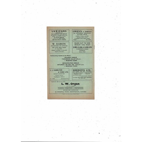 1962/63 Oxford United v Crewe Football Programme Ist season in the League Oxford