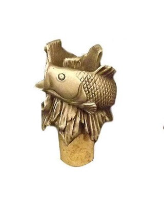 Single Antiqued Bass Bottle Stopper