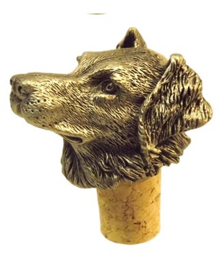 Single Antiqued Labrador Head Bottle Stopper.