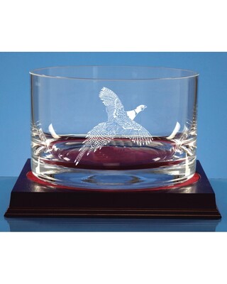 Engraved Large fruit Bowl with pheasant engraving